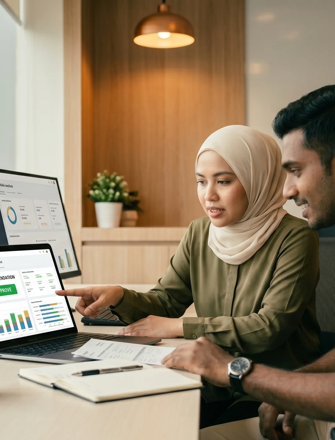 A lender reviewing a curated, pre-scored Bümi application.